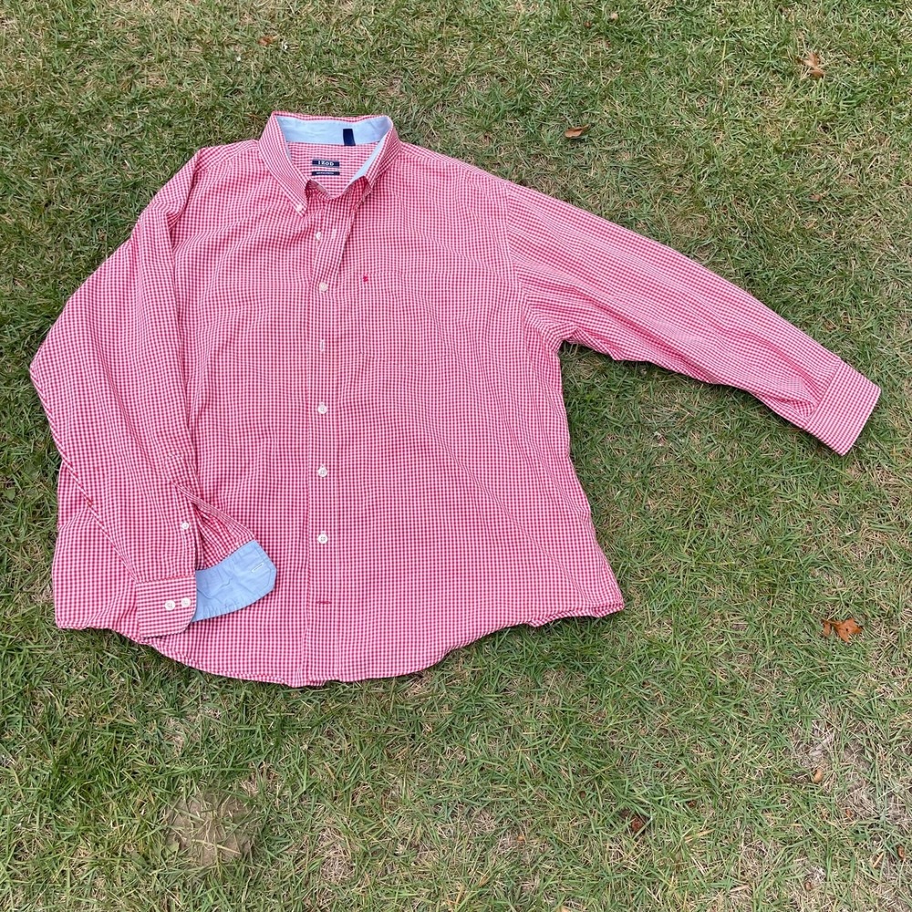 Izod Shirt Mens 2XL Pink Plaid Long Sleeve Button Down Cotton‎ Blend